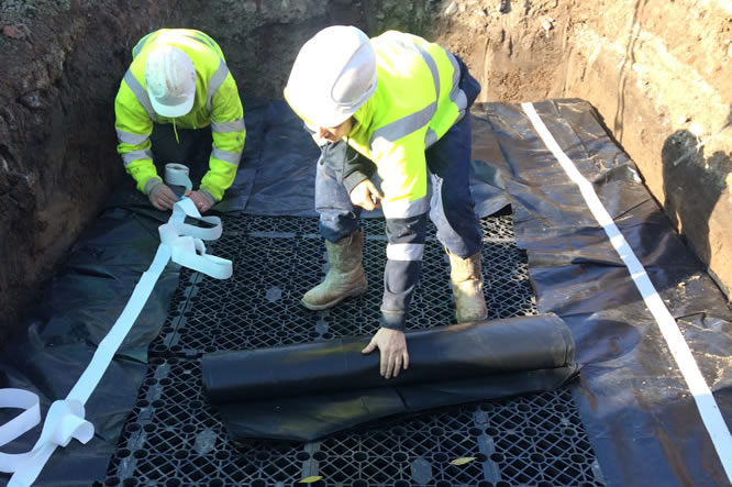 SUDS drainage in Cardiff, South Wales